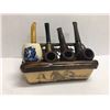 Image 1 : Horse Motif Ceramic Pipe Stand W/ (4) Pipes
