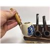 Image 6 : Horse Motif Ceramic Pipe Stand W/ (4) Pipes