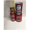 Image 1 : Lot (4) Vintage Blue Ribbon Baking Powder Tins
