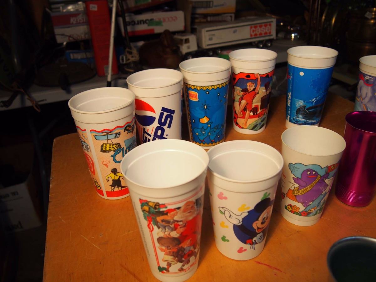 Lot Of Plastic Advertising Cups And Metal Tumblers Bodnarus Auctioneering