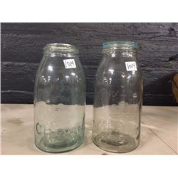 Crown Jars (2), W/ 1 Glass Lid