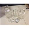 Image 3 : Glass Jars (3) (True Fruit, Atlas, Unmarked) W/ 1 Metal Lid With Porcelain Base And 1 Glass Lid