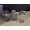 Image 1 : Glass Jars (3) All W/ Metal Lids With Porcelain Bases