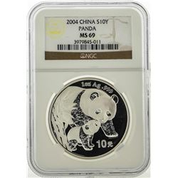 2004 China 10 Yuan Silver Panda Coin NGC MS69