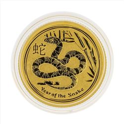 2013 $15 Australia 1/10 oz Lunar Year of the Snake Gold Coin BU