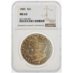 1885 $1 Morgan Silver Dollar Coin NGC MS63 Nice Toning