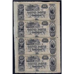 1800s $10 Uncut Sheet of New Orleans Canal Bank Obsolete Notes