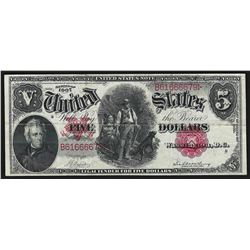 1907 $5 Large Size Woodchopper Legal Tender Note