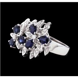 14KT White Gold 1.80ctw Blue Sapphire and Diamond Ring