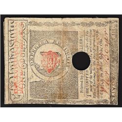 May 5, 1780 $1 Stats of Massachusetts-Bay Spanish Milled Colonial Currency Note