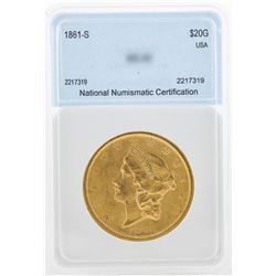 1861-S $20 Liberty Head Double Eagle Gold Coin