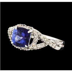 14KT White Gold 1.69ct Tanzanite and Diamond Ring