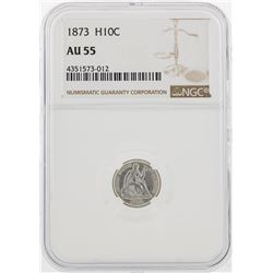 1873 Seated Liberty Half Dime Coin NGC AU55