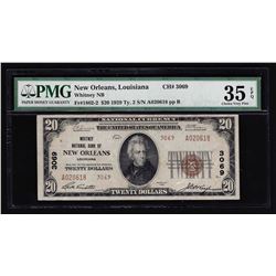 1929 $20 National Bank of New Orleans LA Currency Note PMG Choice VF 35EPQ