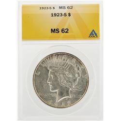 1923-S $1 Peace Silver Dollar Coin ANACS MS62