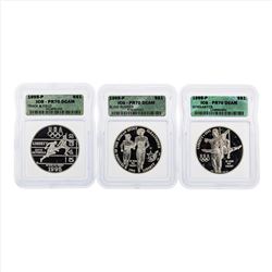 Lot of (3) 1995-P $1 Commemorative Silver Coins ICG PR70DCAM