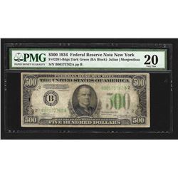 1934 $500 Federal Reserve Note New York PMG VF20