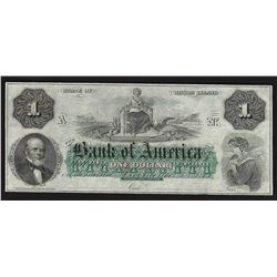 1860s $1 Bank of America Rhode Island Obsolete Bank Note