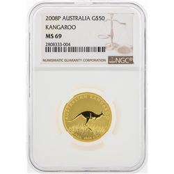 2008P $50 Australia Kangaroo Gold Coin NGC MS69