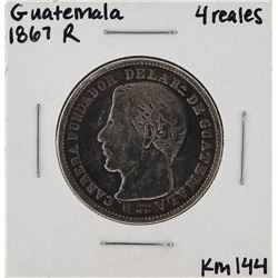 1867R Guatemala 4 Reales Silver Coin KM 144