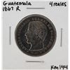Image 1 : 1867R Guatemala 4 Reales Silver Coin KM 144