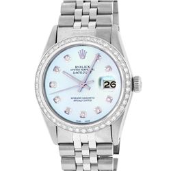 Rolex Mens Stainless Steel 1.00ctw Diamond Datejust Wristwatch