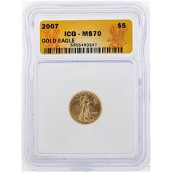 2007 $5 American Gold Eagle Coin ICG MS70
