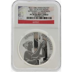 2011-W 9/11 10th Anniversary Silver Medal NGC PF70 Ultra Cameo Early Release