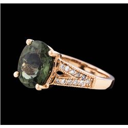 14KT Rose Gold 2.97ct Green Tourmaline and Diamond Ring