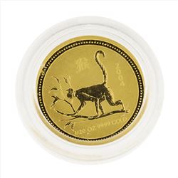 2004 $5 Australia 1/20 oz Lunar Year of the Monkey Gold Coin BU
