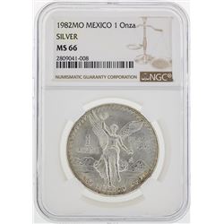 1982MO Mexico $1 Silver Coin NGC MS66