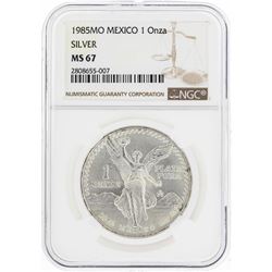 1985MO Mexico 1 Onza Silver Libertad Coin NGC MS67