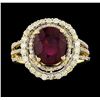 Image 2 : 14KT Yellow Gold 3.96ct Ruby and Diamond Ring