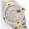 Image 1 : Rolex Mens Two Tone Emerald and Diamond Datejust Wristwatch