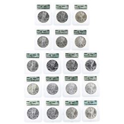 1986-2003 $1 American Silver Eagle Coin Set ICG MS69