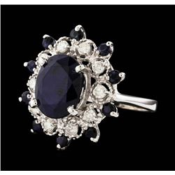 14KT White Gold 6.61ctw Sapphire and Diamond Ring