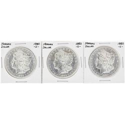 Set of (3) 1880-S $1 Morgan Silver Dollar Coins