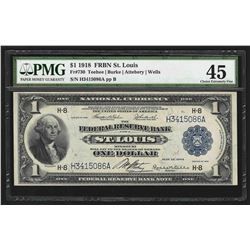 1918 $1 Federal Reserve Bank Note St. Louis PMG Choice XF45