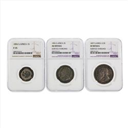 1896-1897 South Africa 1/2/2.5 Shillings Coins NGC Graded