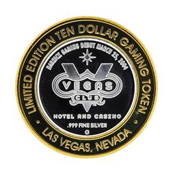 .999 Silver Las Vegas Club $10 Casino Gaming Token Limited Edition