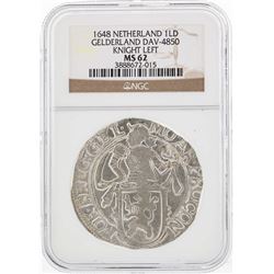 1648 Netherland Lion Daalder Coin Gelderland DAV-4850 NGC MS62