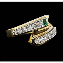 14KT Yellow Gold Emerald and Diamond Ring