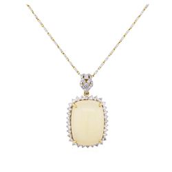 14KT Yellow Gold 15.35ct Opal and Diamond Pendant With Chain