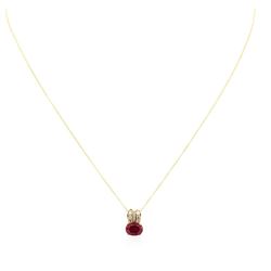 14KT Yellow Gold 1.89ct Ruby and Diamond Pendant With Chain