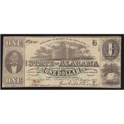 1863 $1 The State of Alabama Confederate States Bank Note