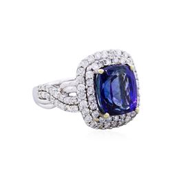 14KT White Gold 5.84ct Tanzanite and Diamond Ring