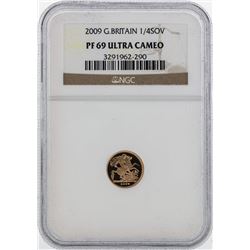 2009 Great Britain 1/4 Sovereign Coin NGC PF69 Ultra Cameo