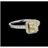Image 1 : 14KT Two-Tone Gold 1.47ctw Fancy Light Yellow Diamond Ring