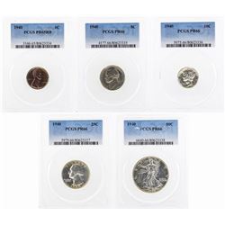 1940 (5) Coin Proof Set PCGS Graded PR65 & PR66