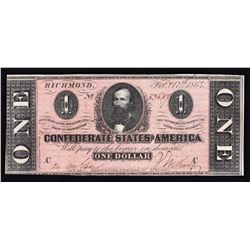 1864 $1 The Confederate States of America Note